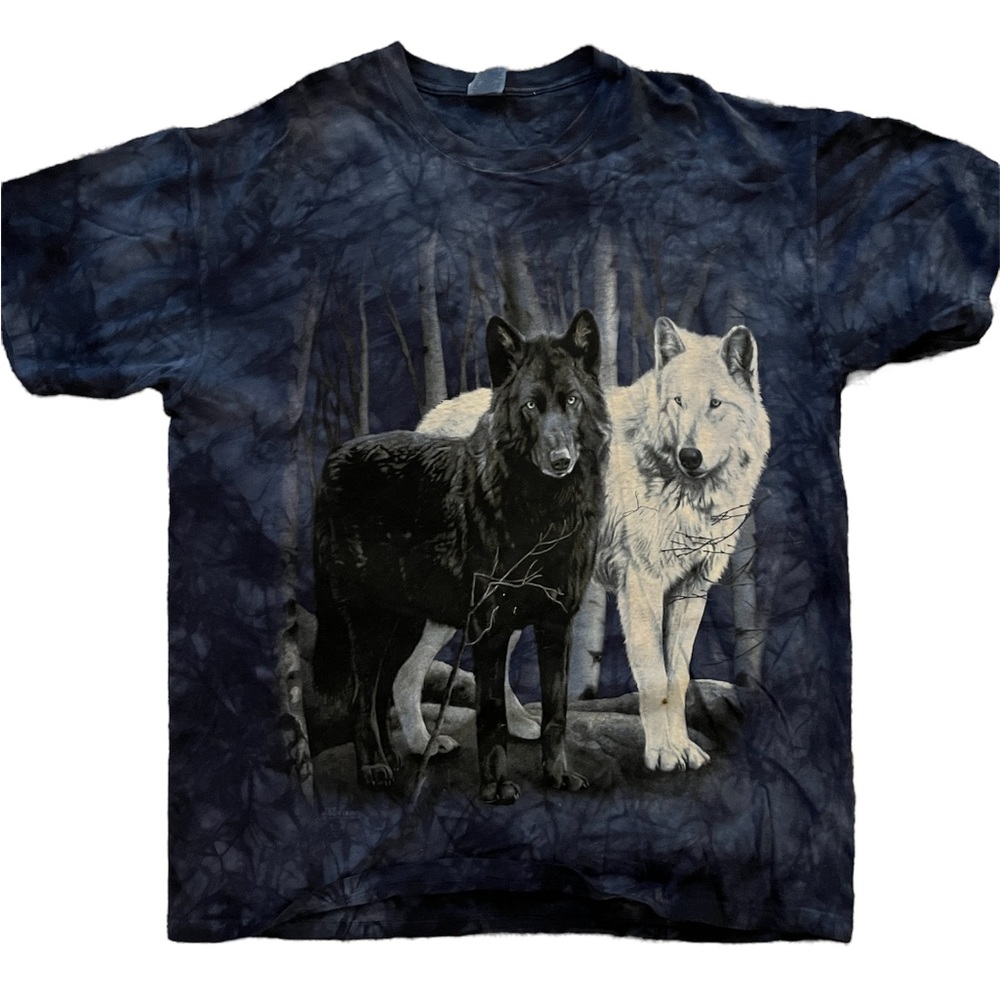 Vintage Wolf Shirt Blue tie dye Size XL Quail Hollow